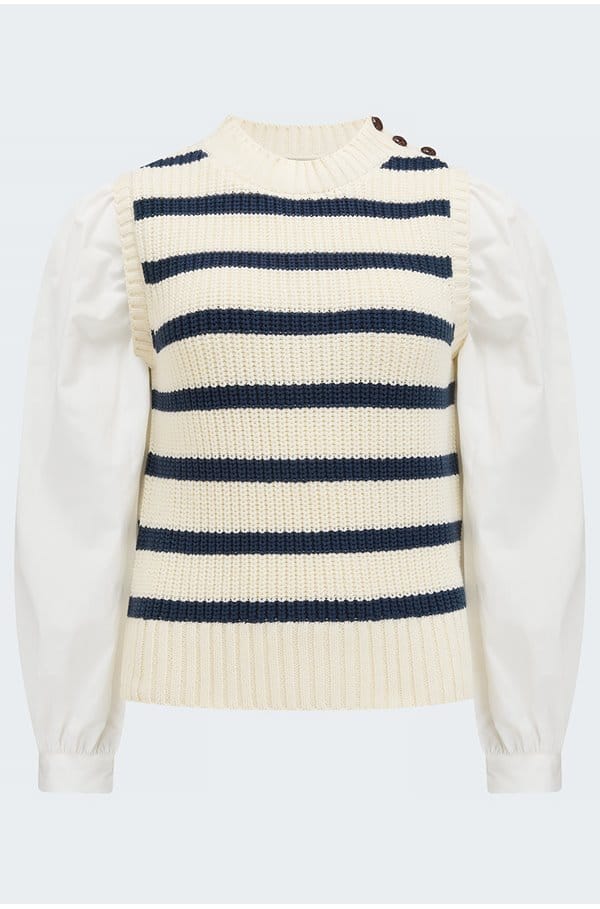 bambi sweater in ivory navy stripe