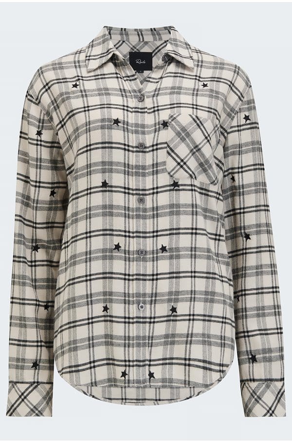 milo shirt in ivory check stars