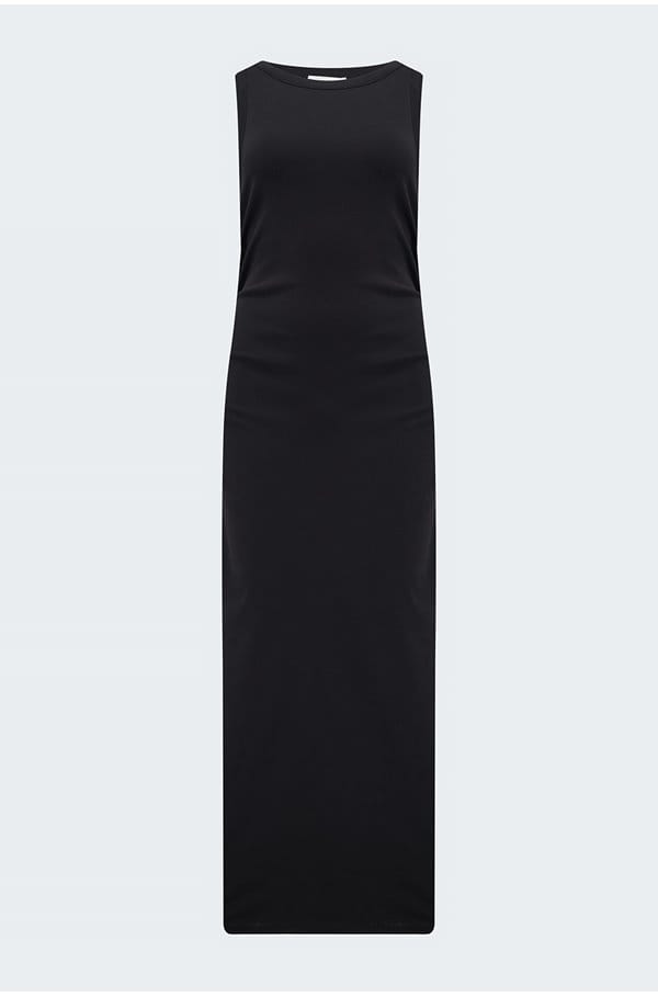 side drape tank dress in black