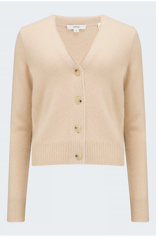 flat placket cardigan in praline