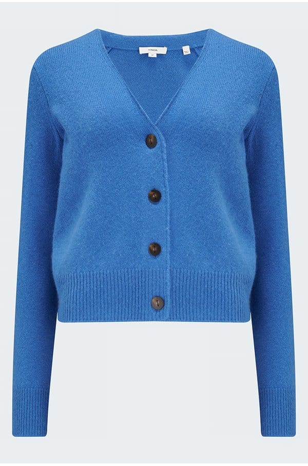 flat placket cardigan in riverine