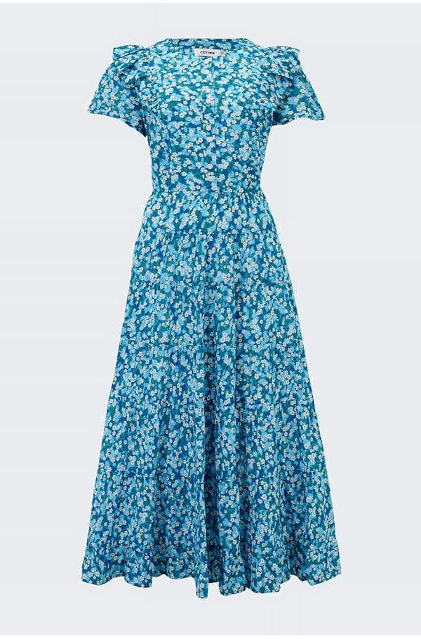 sawyer dress in blue blossom print