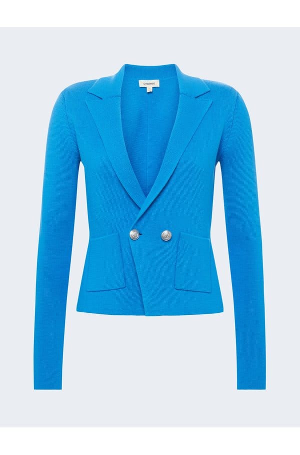 sofia knit blazer in neon blue