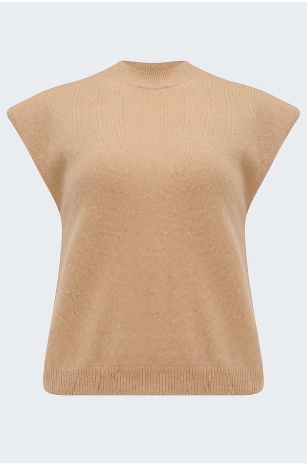 lucca crew neck tank in camel