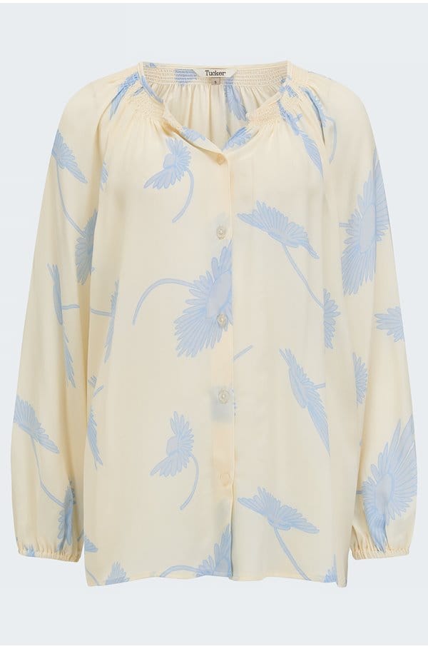 classic blouse in cream cornflower cassis