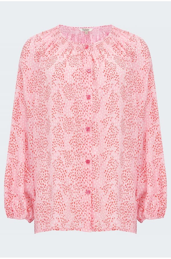 classic blouse in blush red dots
