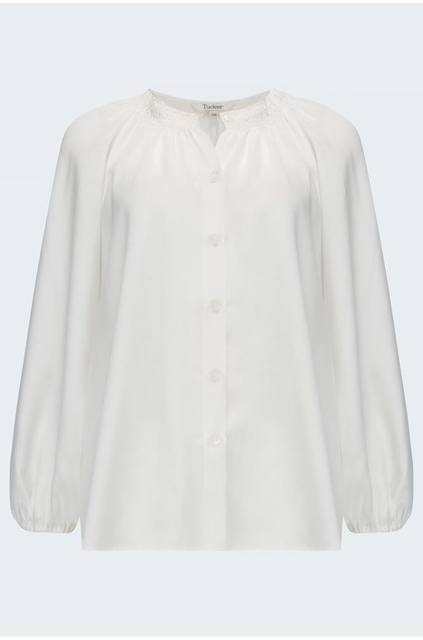 classic blouse in plain ivory