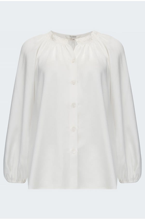 classic blouse in plain ivory