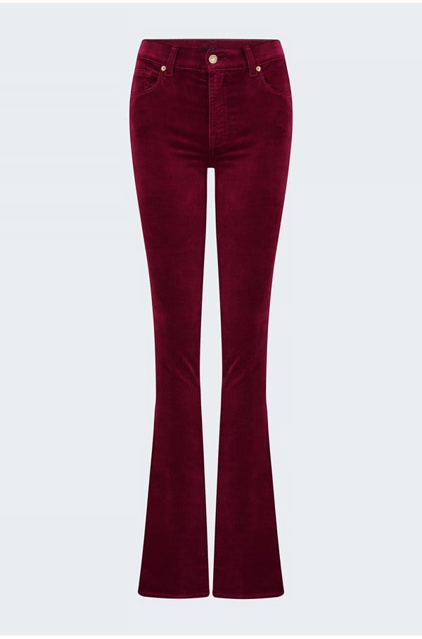bootcut velvet jean in raspberry