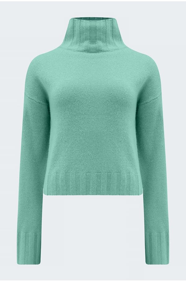 rib trim turtleneck in laurel