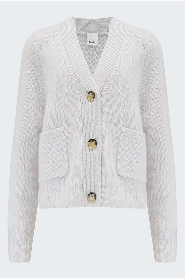 patch pocket cardigan in heather white