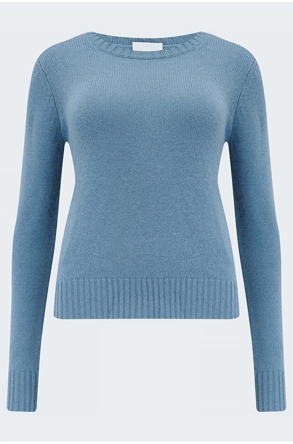 slim crew neck in steel blue