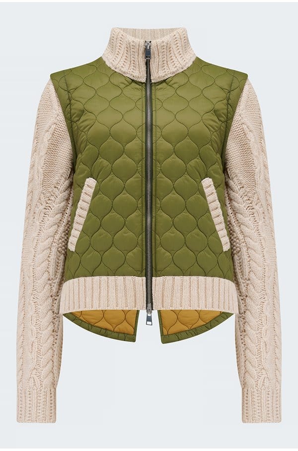 patra mixed media jacket in army oatmeal