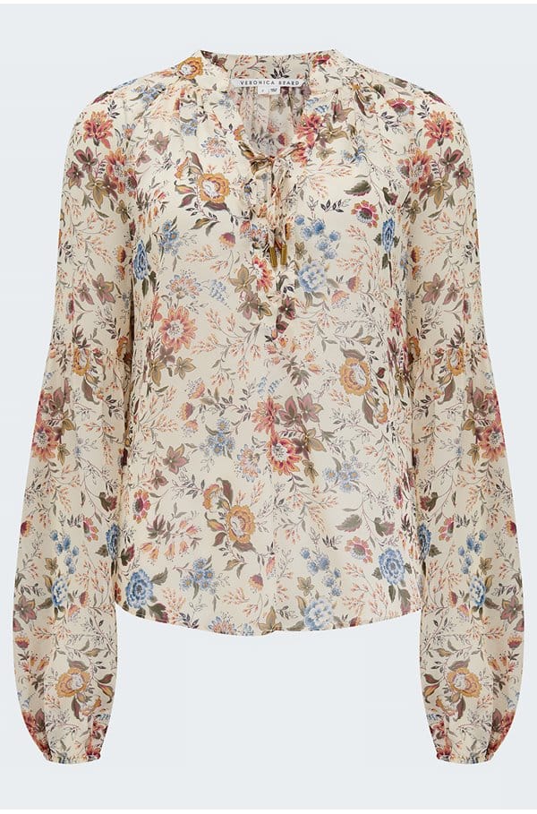 clarina top in ecru multi
