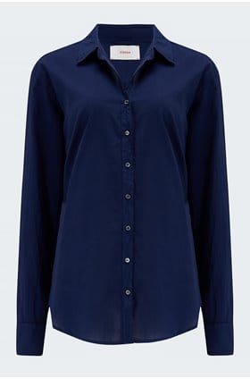 Beau Poplin Shirt in Navy