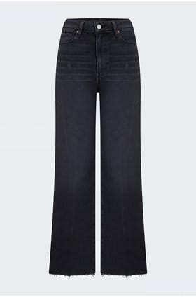 Anessa Wide Jean Raw Hem in Black Lotus