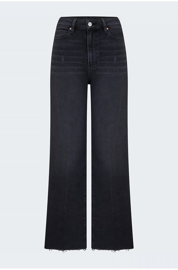 anessa wide jean raw hem in black lotus