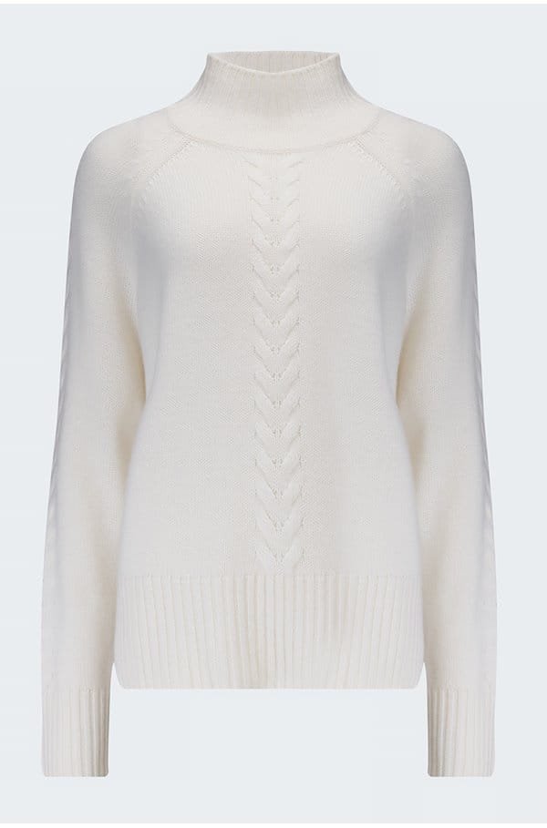 cable detail turtleneck in cream
