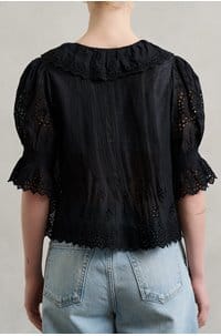 henri top in black eyelet