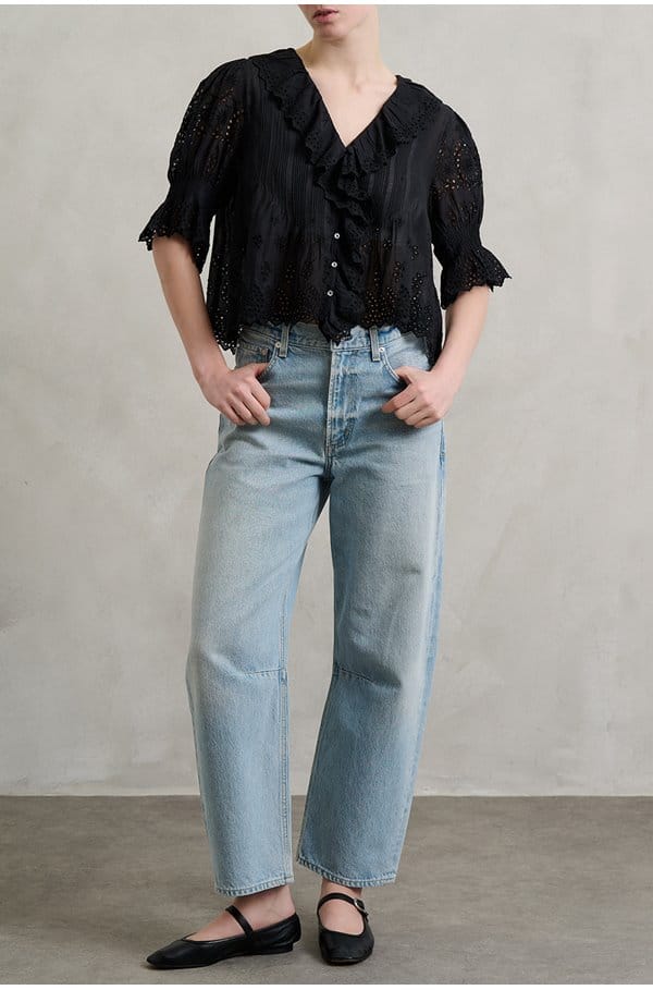 henri top in black eyelet