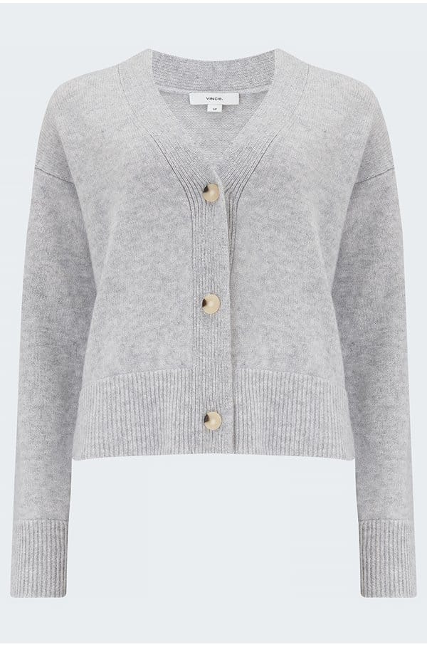 3 button boxy cardi in soft grey
