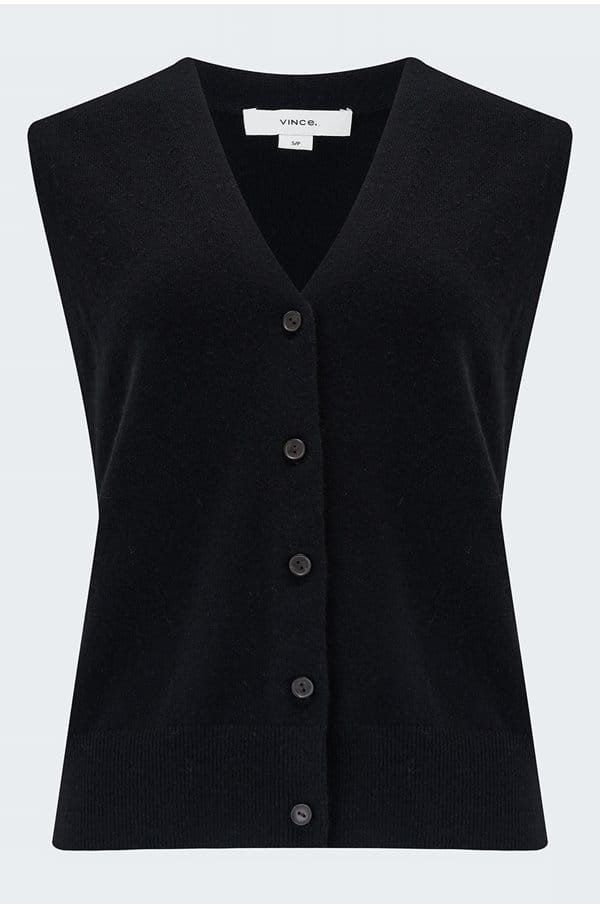 shrunken button vest in black
