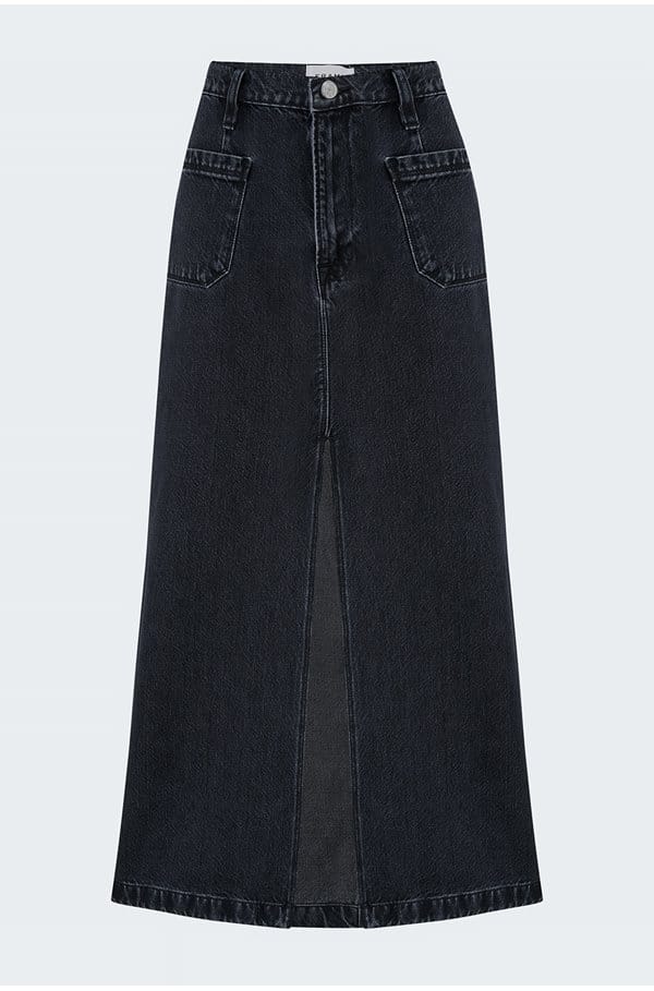 denim midi skirt in inkwell