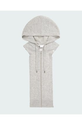 Cashmere Hoodie Dickey in Heather Grey