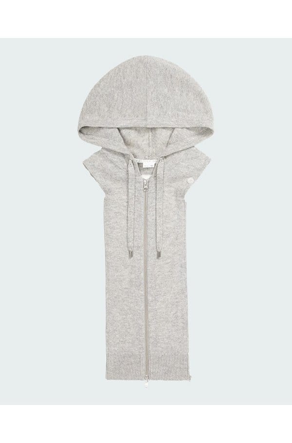 cashmere hoodie dickey in heather grey