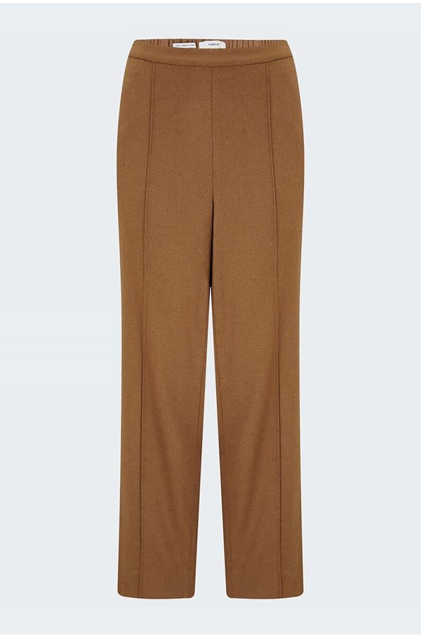 brushed wool pull on pant in dark beech