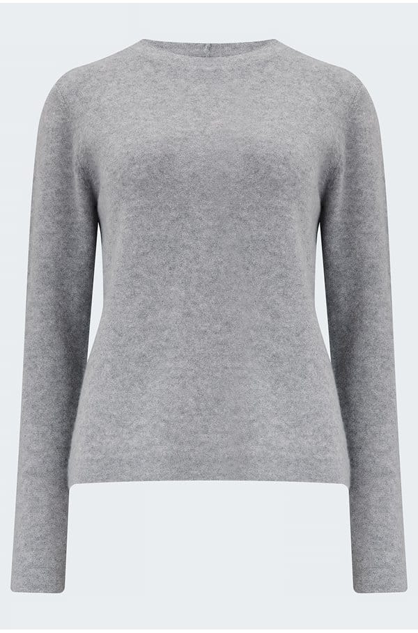plush crew neck sweater in heather sterling