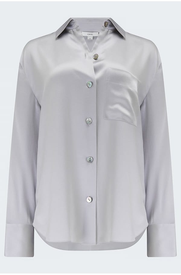 relaxed chest pocket blouse in silverstone