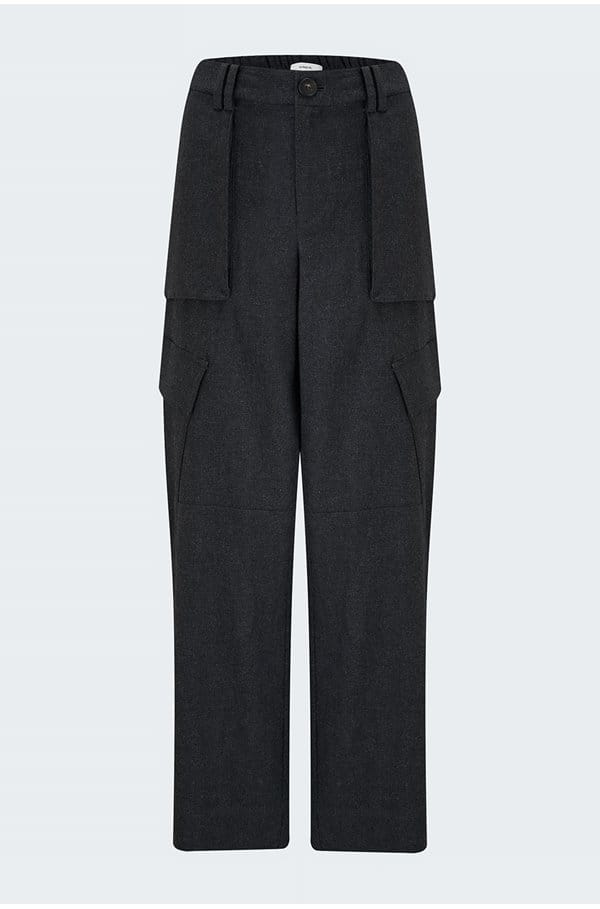 flannel wide leg cargo in heather charcoal