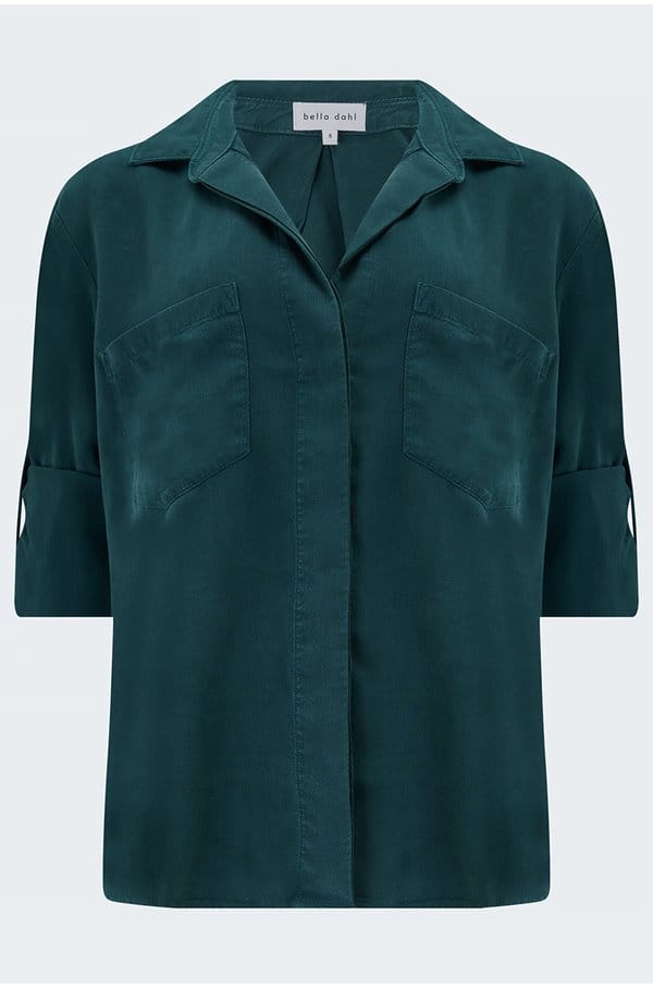 split back button down shirt in jade night