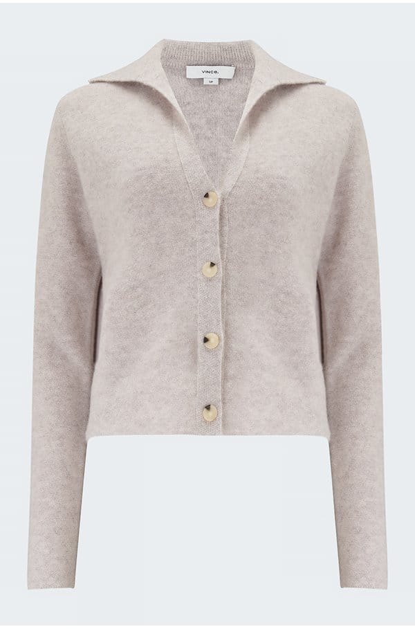 polo button cardigan in marble