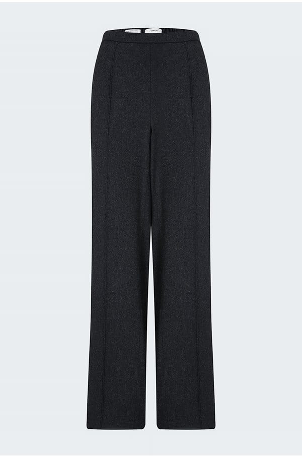 brushed wool wide leg in heather charcoal