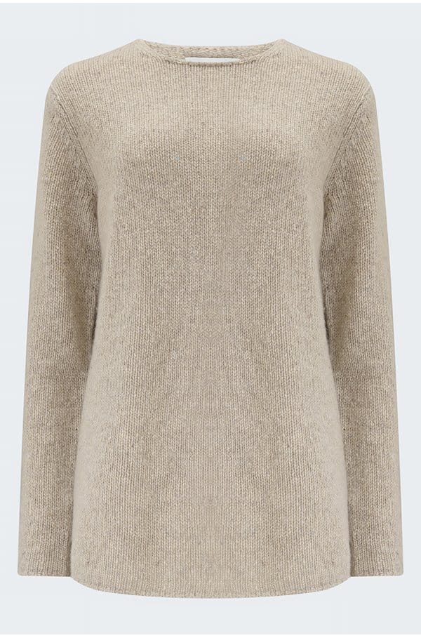clean trim tunic in biscuit