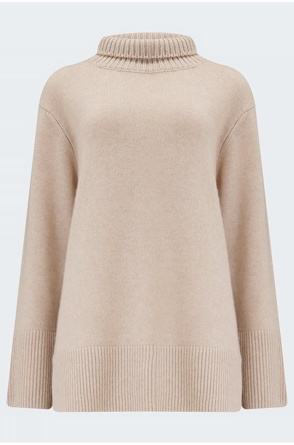 mix gauge turtleneck in hazel cream