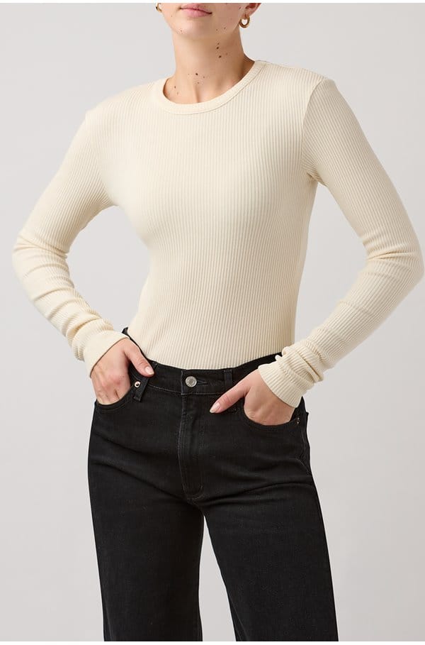 bina crew neck top in canvas