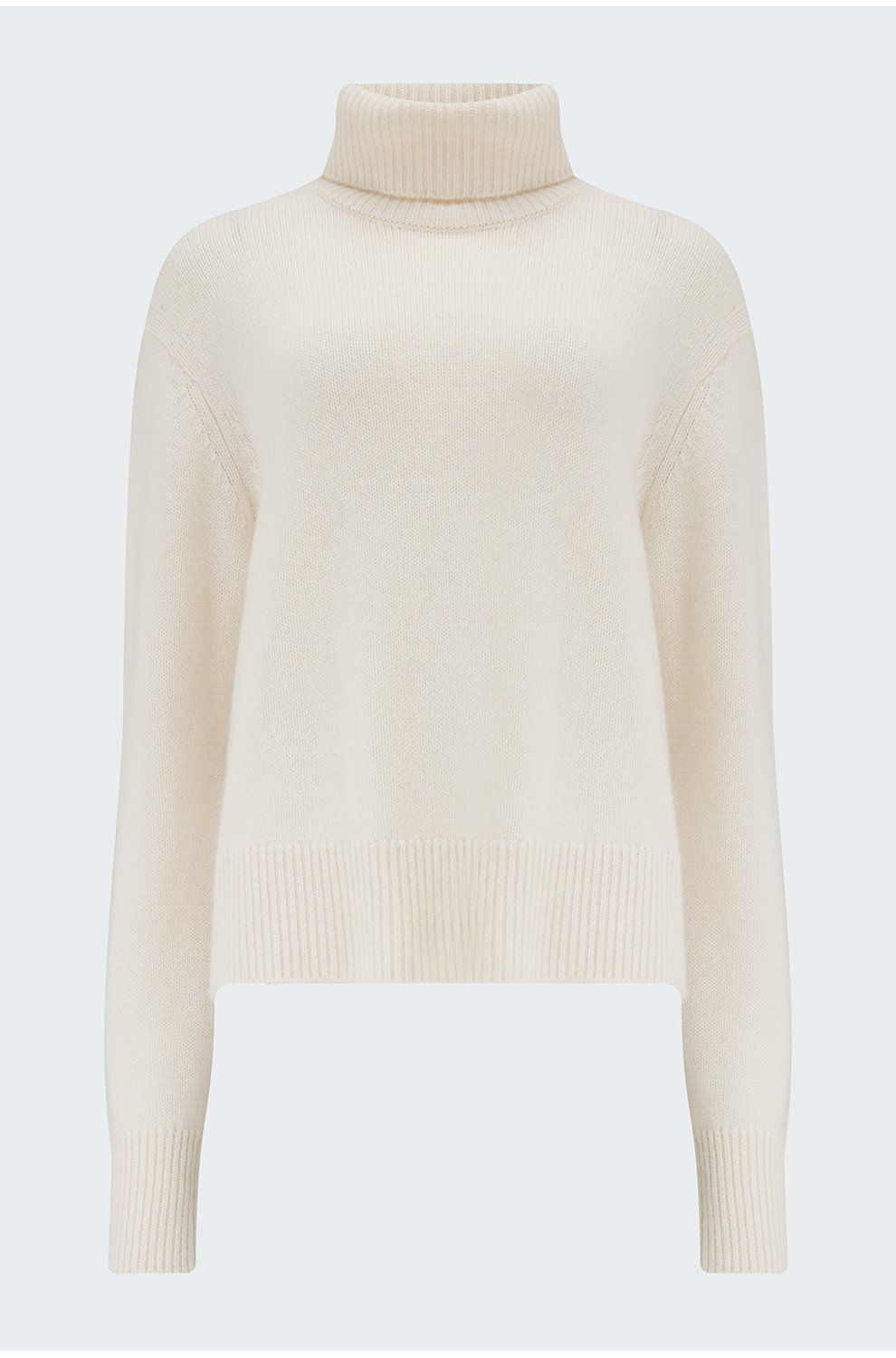 Women's turtleneck sweater, White modal cashmere turtleneck sweater