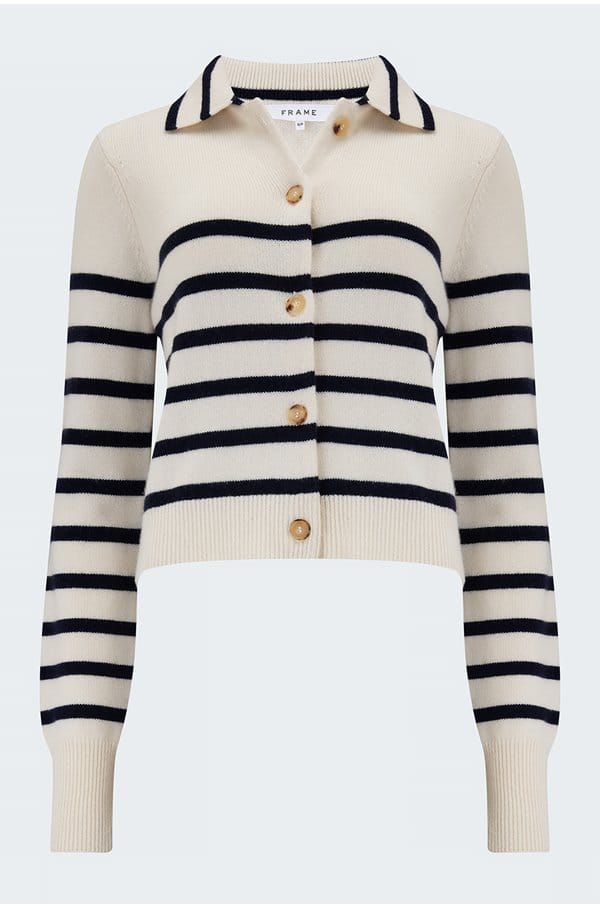shrunken mariner cardigan in off white multi
