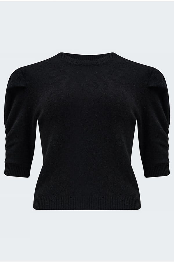 ruched sleeve sweater in black