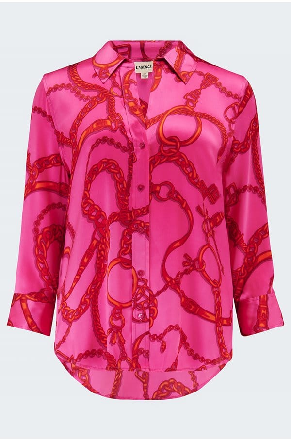 dani blouse in pink red buckle chain