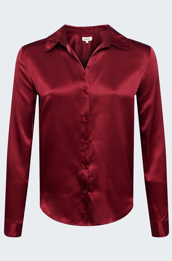 tyler long sleeve blouse in dark bordeaux
