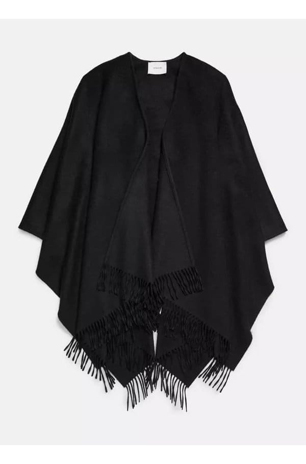 double face cape in black