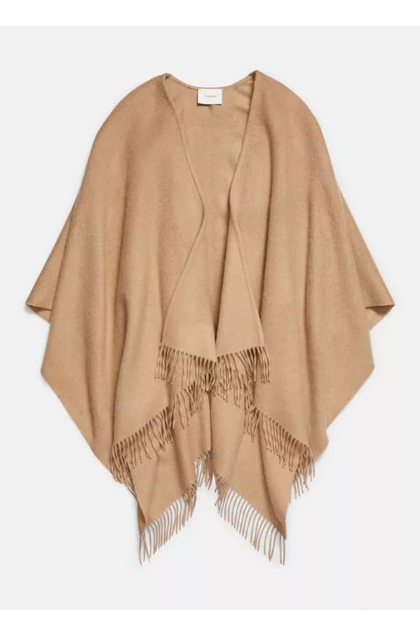 double face cape in camel