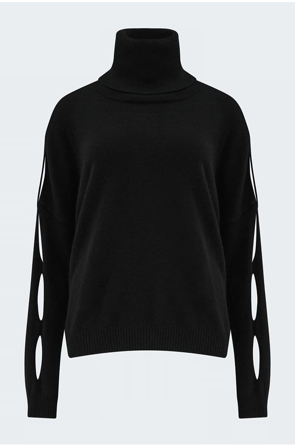 ariel cut out roll neck in black