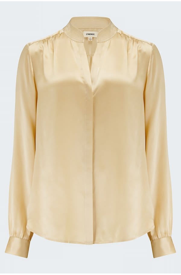 bianca band collar blouse in marzipan
