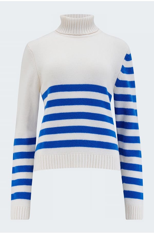 invert stripe roll collar in maritime white sky diver