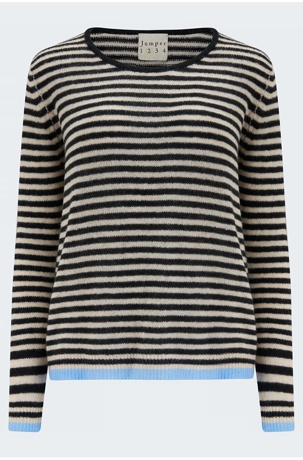 little stripe crew in black buff wedgewood